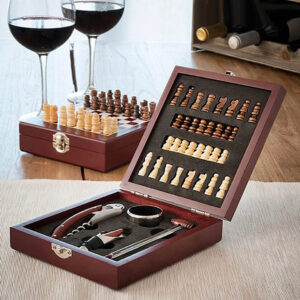 set cadou accesorii vin in cutie de sah cu 4 accesorii vin pentru baut - cadouri barbatu